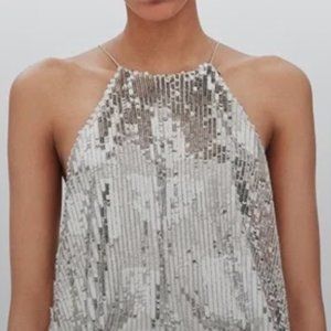 NEW Zara Sequin Halter Top, Size M